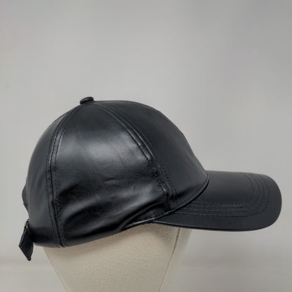 Unbranded Leather Slideback Hat Black One Size Adjustable Blank Polyester