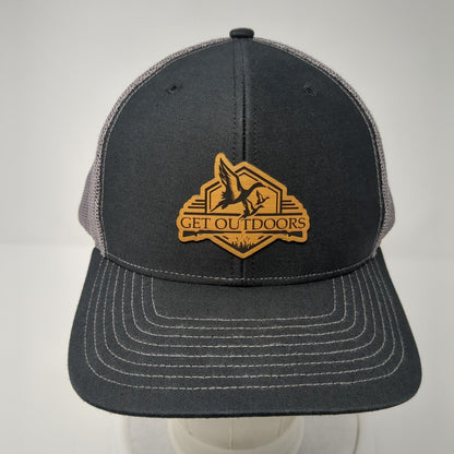 Get Outdoors Snapback Trucker Hat Black One Size Adjustable Mesh Back Richardson