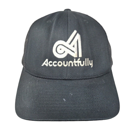 Accountfully Snapback Mesh Back Trucker Hat Black One Size Embroidered