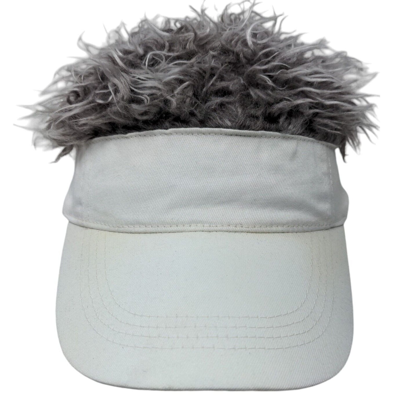 Flair Hair Strapback Sun Visor Hat Hair Wig White One Size Adjustable
