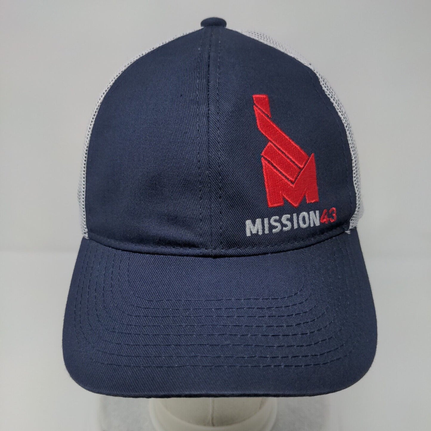 Mission43 Snapback Trucker Hat Blue OS Adjustable Embroidered Mesh Back 6 Panel