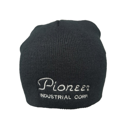 Pioneer Industrial Corp. Knit Beanie Hat Black One Size Embroidered