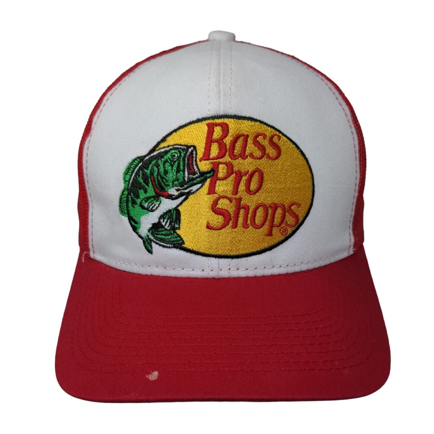 Bass Pro Shops Men's Snapback Mesh Back Hat Red White OSFM Embroidered Logo