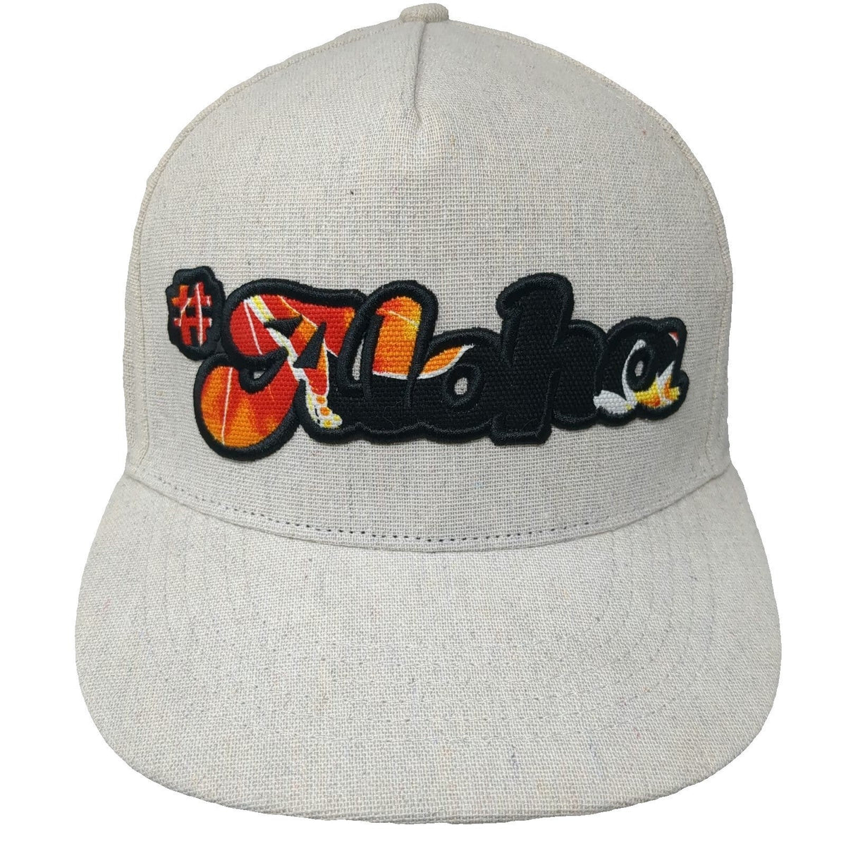 Aloha Headwear 5 Panel Beige Hat OSFM Hawaii Islands Tropical Floral Flat Brim