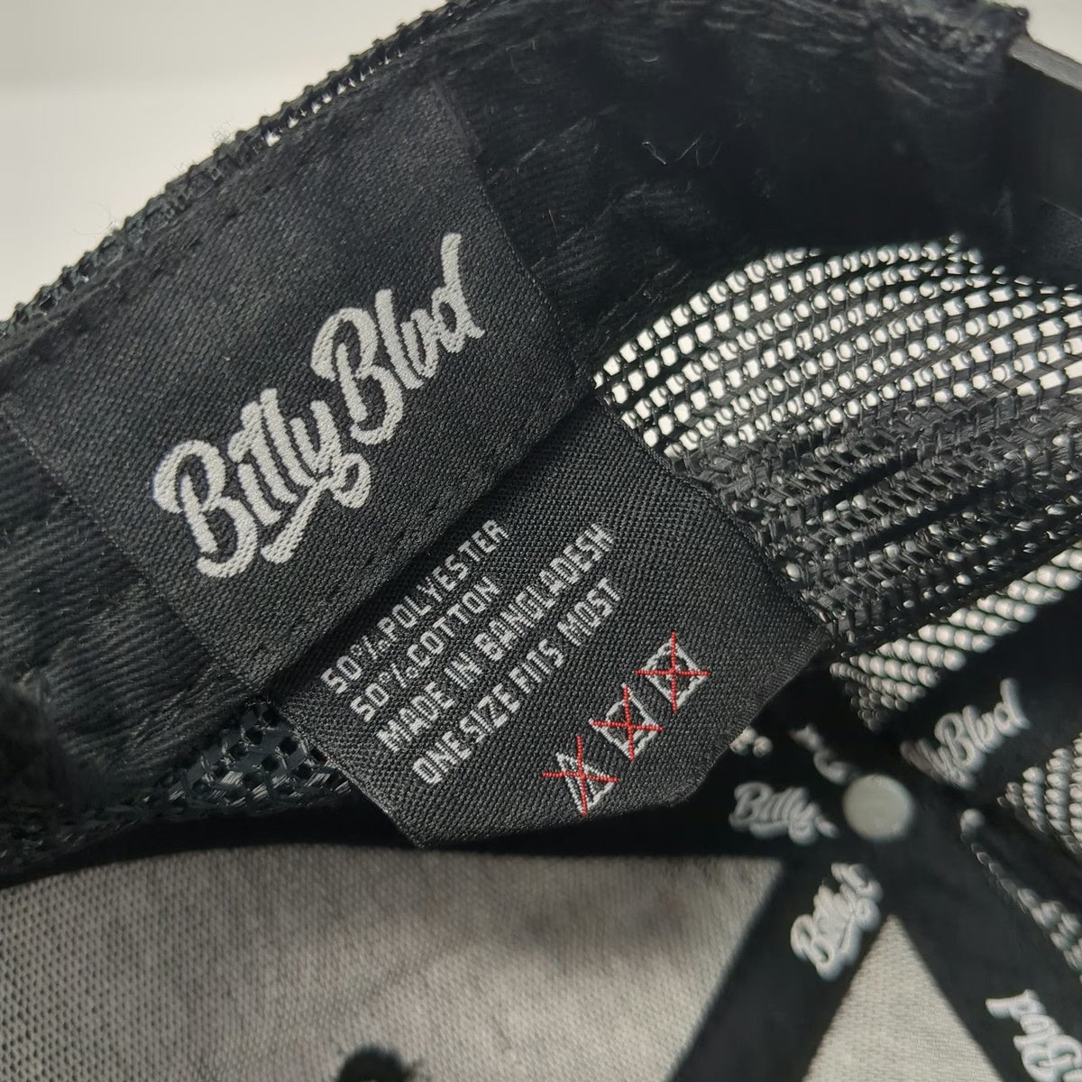 Billy Blvd Trucker Hat Black One Size BB Logo Mesh Snapback Curved Brim Patch
