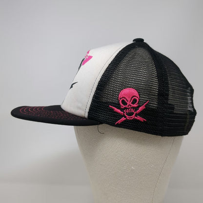 Fatal Trucker Hat Black One Size Skull Pink Bow Lightning Bolts Snapback
