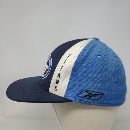 Reebok Men's Fitted Flat Bill Hat Blue Tennessee Titans Embroidered 100% Wool