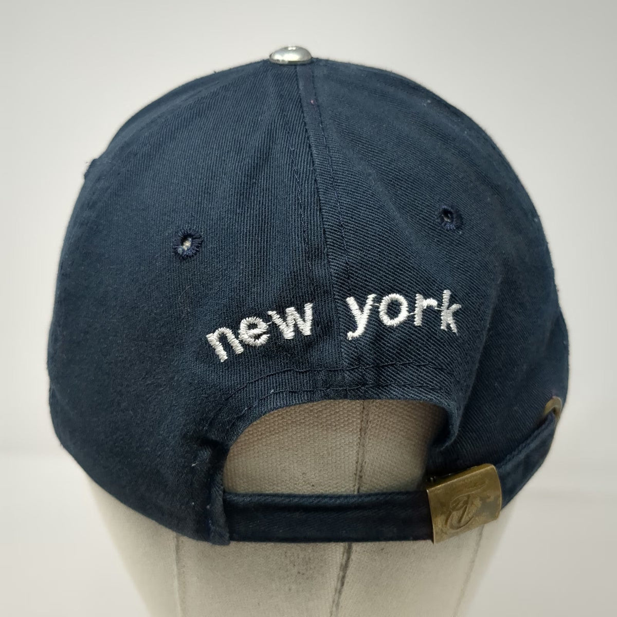 Zephyr Baseball Cap Blue One Size Embroidered NY New York Hat Slideback
