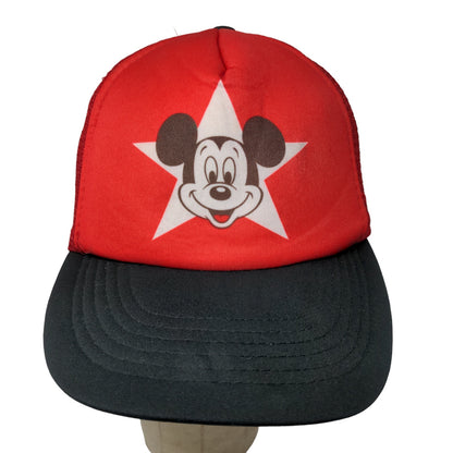 Disney Men's Snapback Mesh Back Hat Red Size OSFA Vintage Mickey Mouse Club