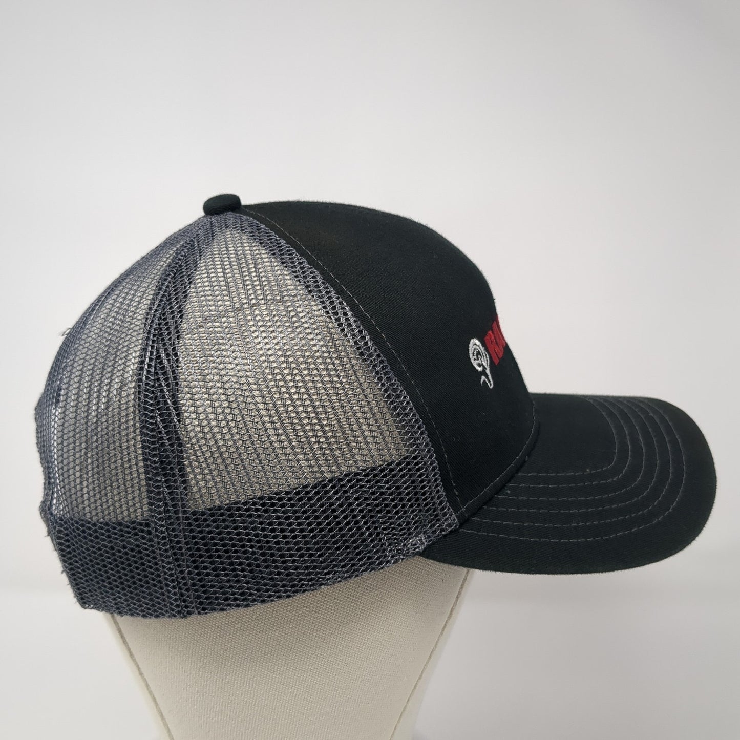 Ram Jack Snapback Mesh Back Trucker Hat Black One Size Outdoor Cap