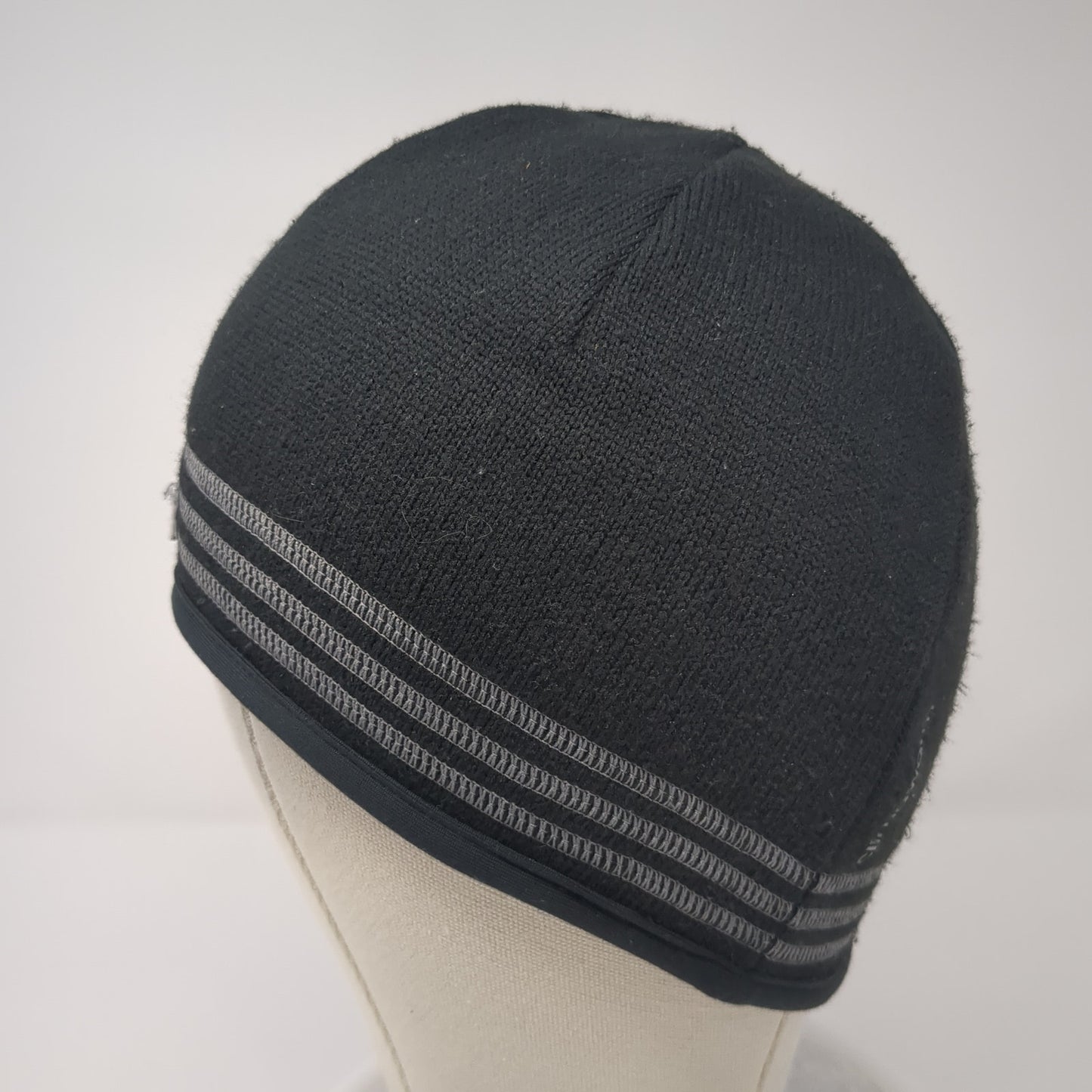 Adidas Beanie Hat Black One Size Stretch Hand Knitted Lightweight Polyester