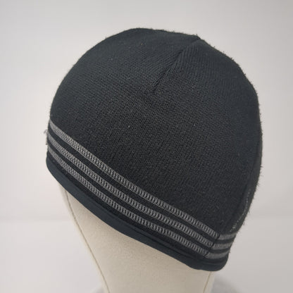 Adidas Beanie Hat Black One Size Stretch Hand Knitted Lightweight Polyester