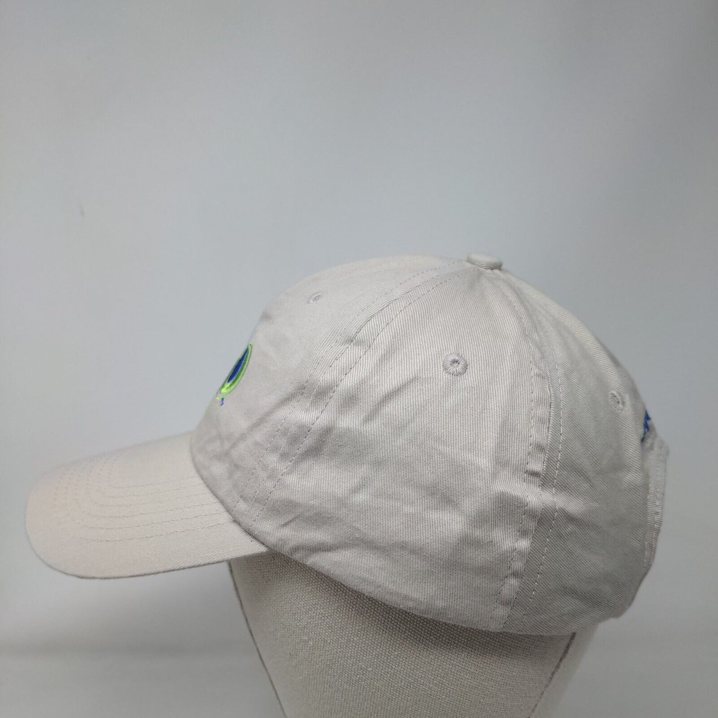 HQO Strapback Hat Tan OSFA Adjustable Embroidered Vented Holes Cotton Hit Wear