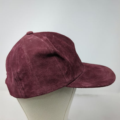 Baseball Cap Red One Size Suede Leather Blank Elastic Back Hat Plain Solid Color