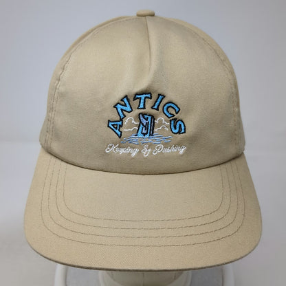 Yupoong 5 Panel Beige One Size Antics Keeping & Pushing Snapback Hat Curved Brim