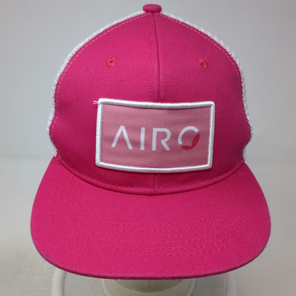 Pink Trucker Hat OS Mesh Back White Red AIRO Logo Patch Snapback Structured Hat