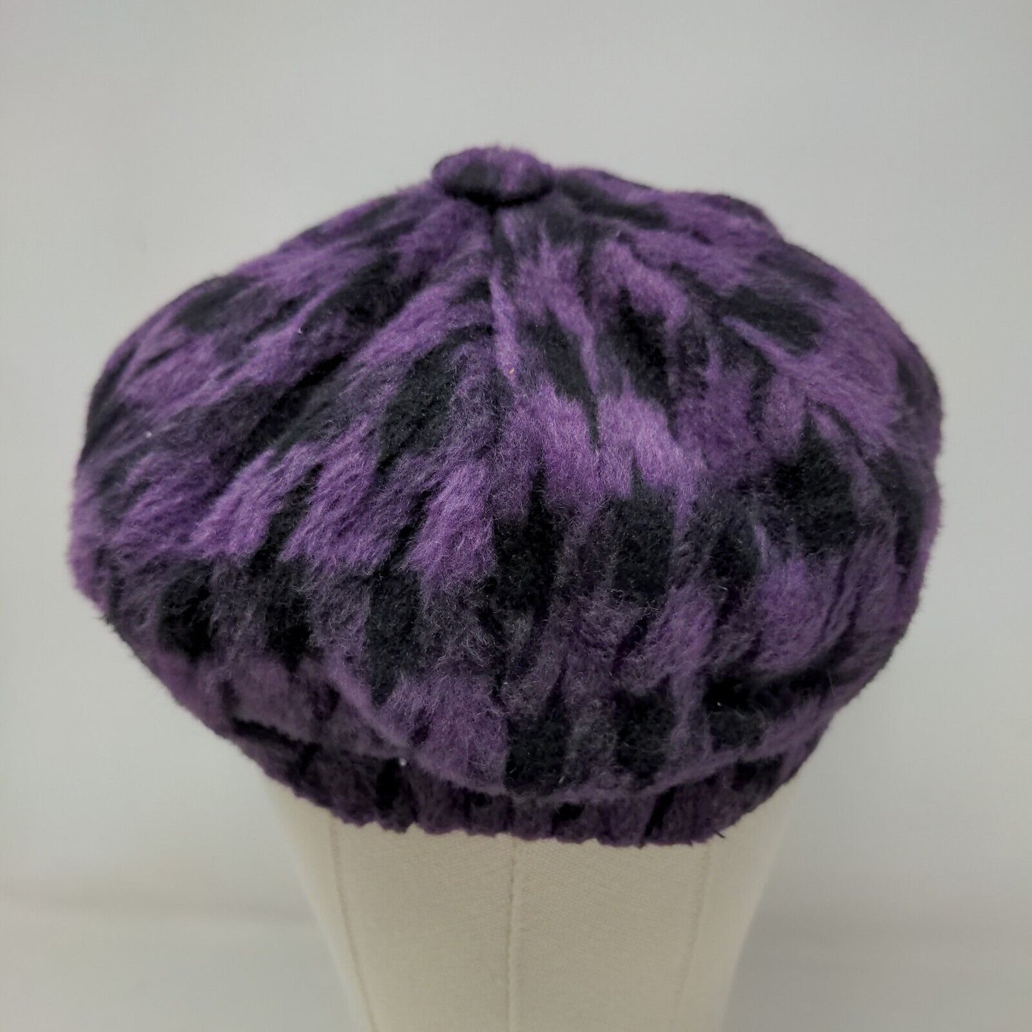 Unbranded Women's Knit Cadet Cap Purple Houndstooth Logo O Accent