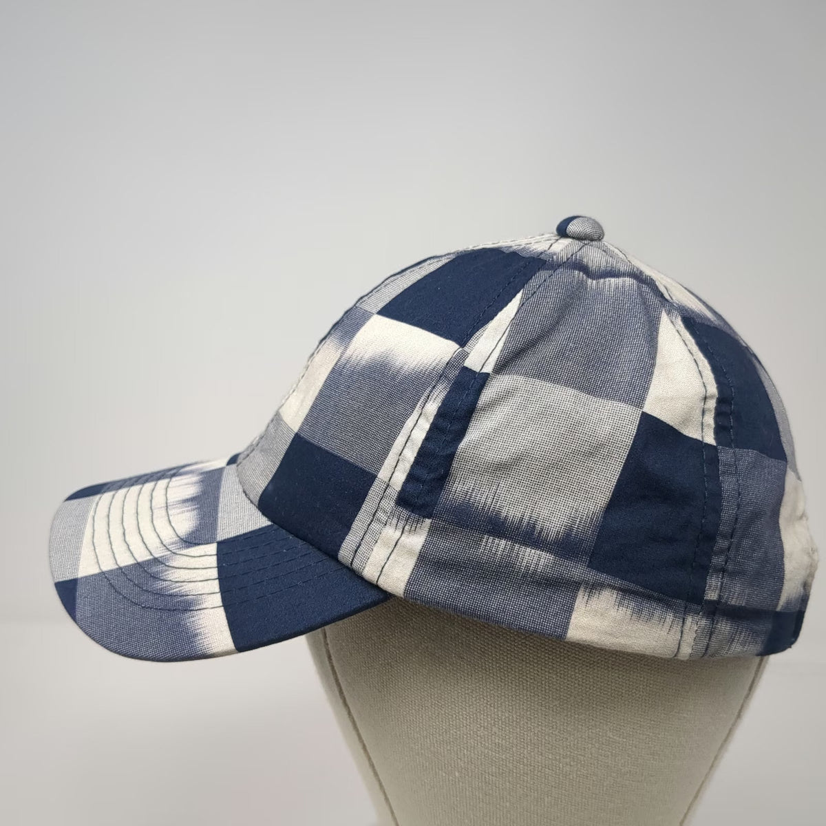 Madewell Biltmore Baseball Cap Blue White One Size Checkered Blurred Pattern Hat