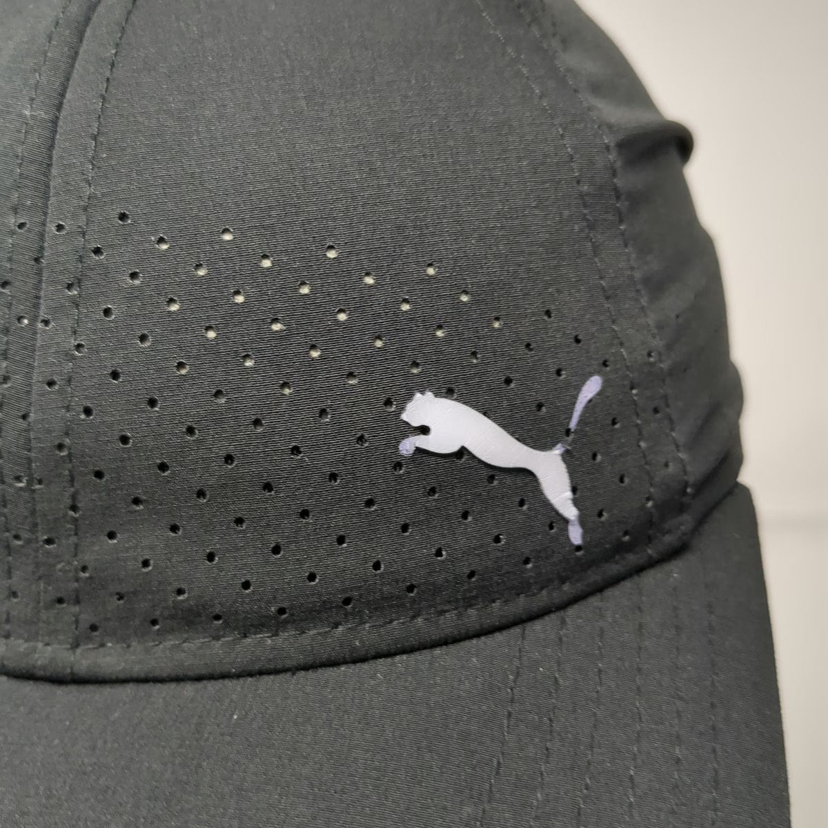 Puma Snapback Black One Size Hat Perforated Performance Sport Athletic Golf Cap