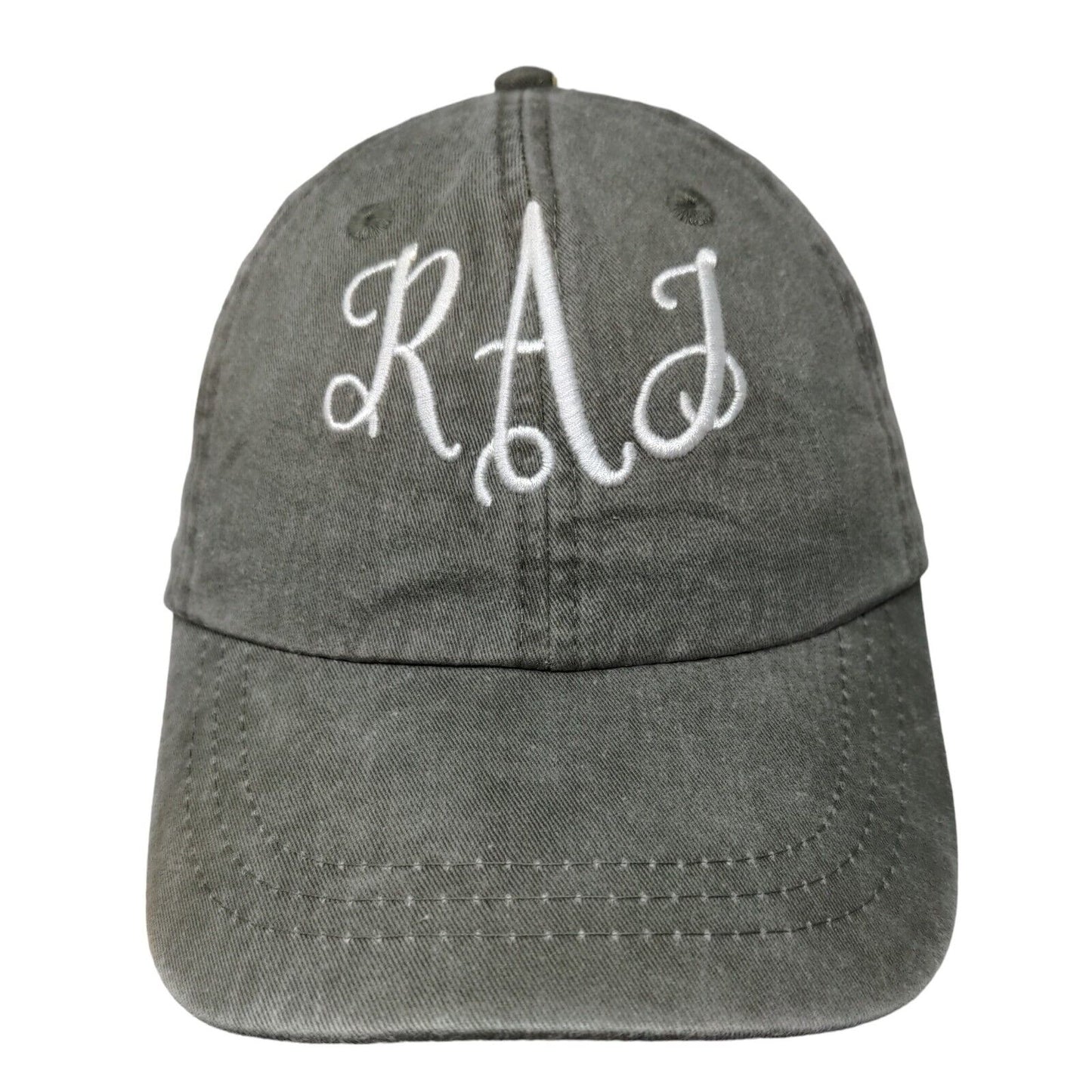 Monogram Slideback Hat Green One Size Embroidered Leather Strap Adams