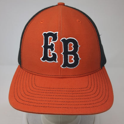 EB Snapback Trucker Hat Orange One Size Adjustable Mesh Back Richardson