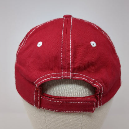Unbranded Strapback Hat Red One Size Adjustable Vented Holes 6 Panel Blank