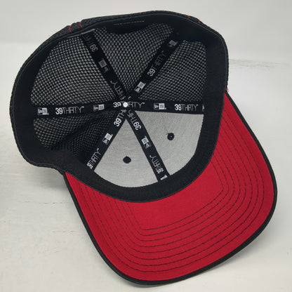 Utah Utes NCAA New Era Black Hat Cap L Mesh Stretch Fit Red Contrast Stitching