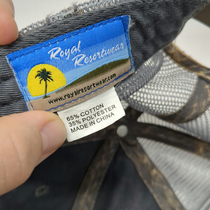 Royal Resortwear Trucker Hat Gray One Size Bermuda Atlantic Outpost Palm Trees