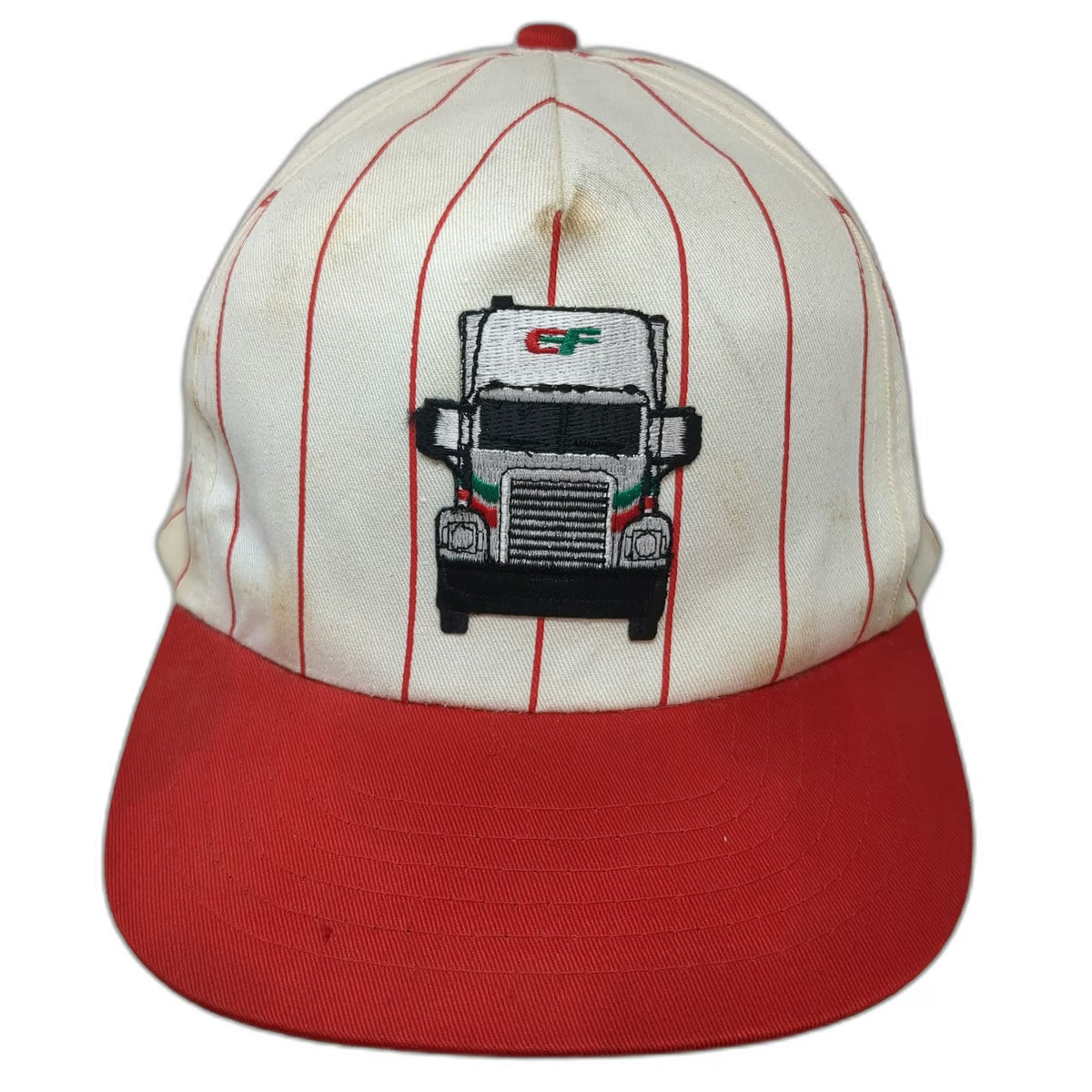 5 Panel White Red Pinstripe One Size Hat Consolidated Freightways Semi Truck