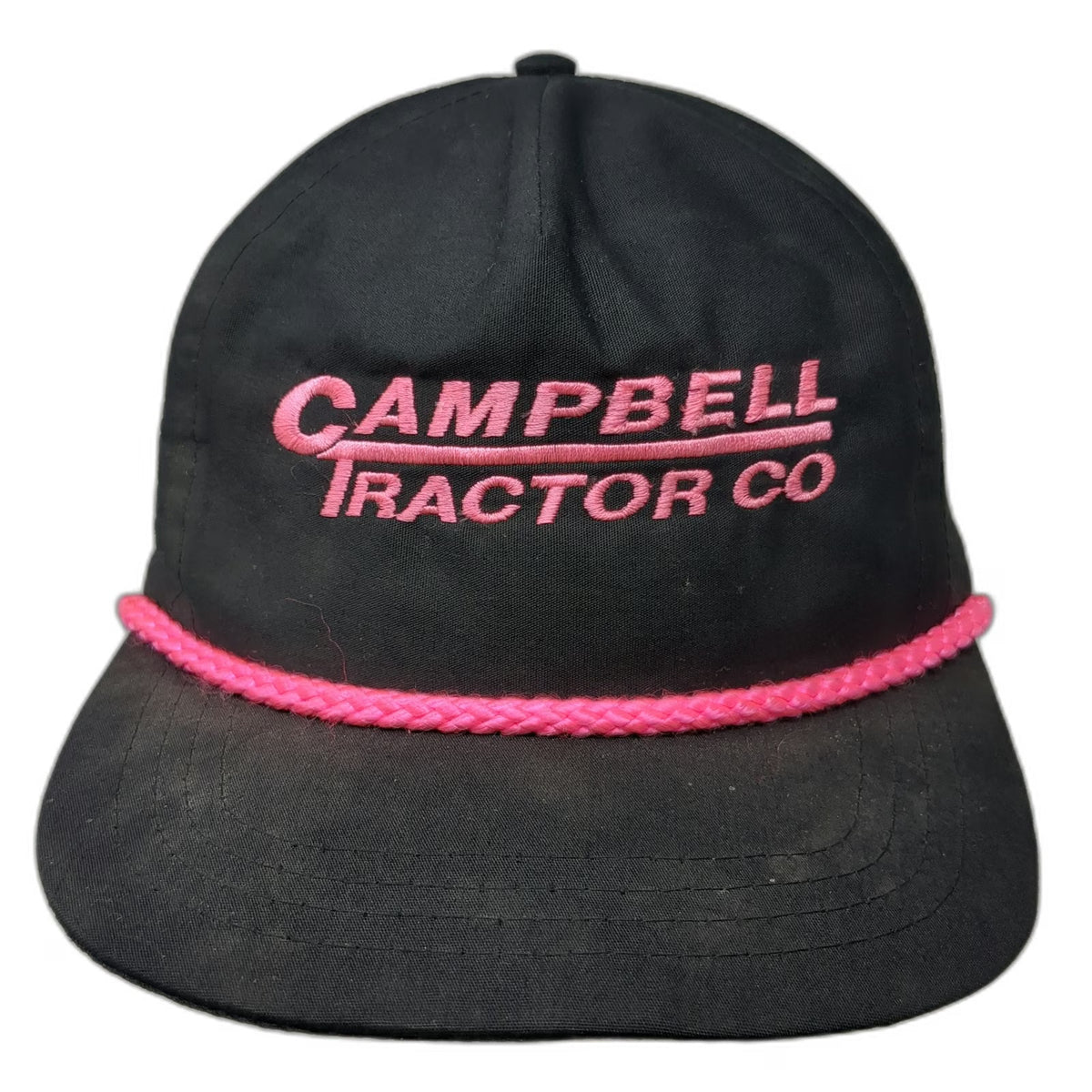 Sportcap 5 Panel Black Pink Campbell Tractor Co Rope Snapback Hat Vintage
