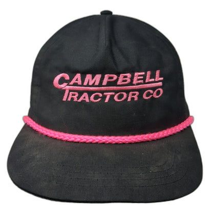 Sportcap 5 Panel Black Pink Campbell Tractor Co Rope Snapback Hat Vintage