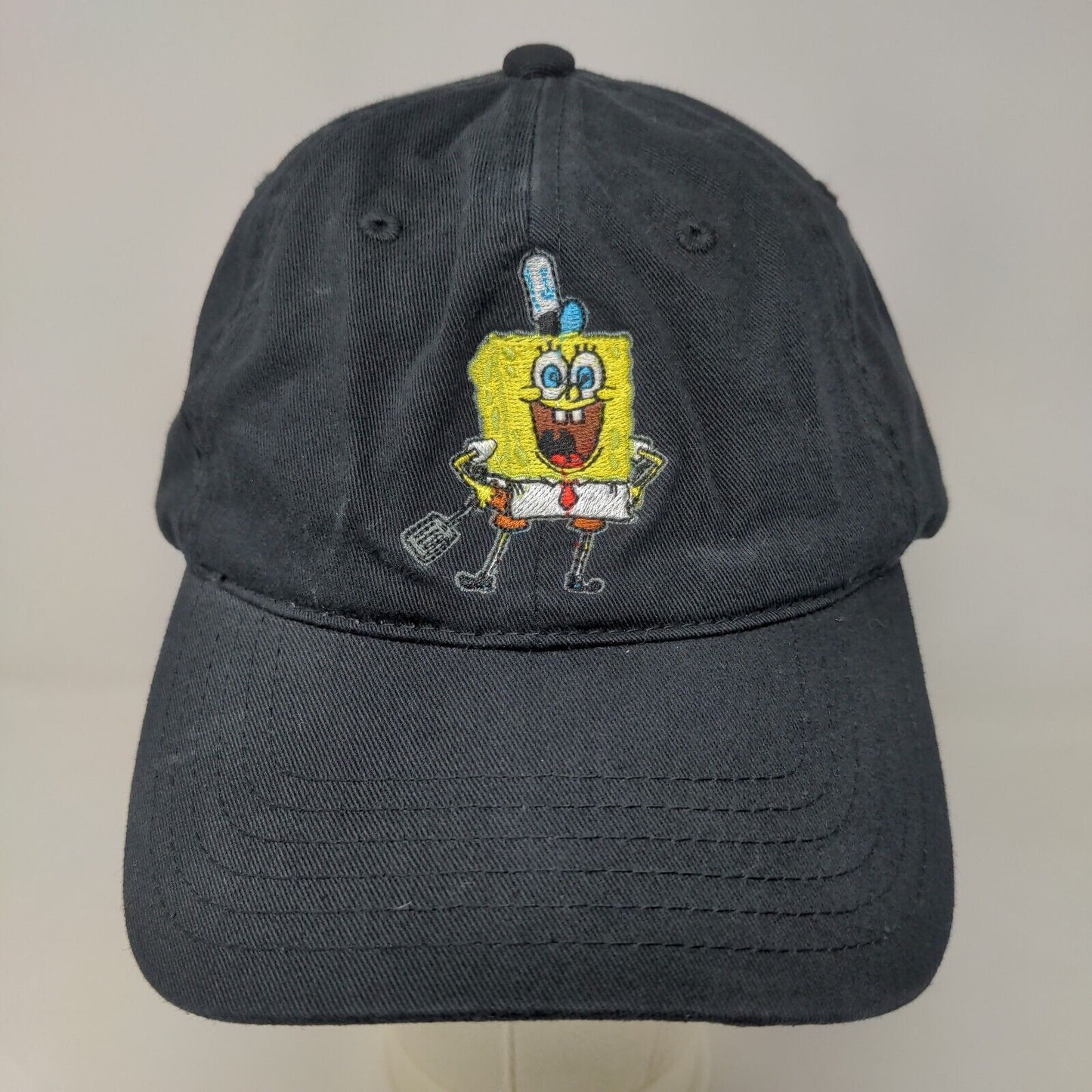 Nickelodeon Men's Slideback Hat Black Spongebob Squarepants Embroidered Logo