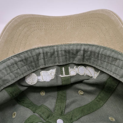 DKPS Baseball Cap Green Beige One Size La Troza Embroidered Strapback Hat Cotton