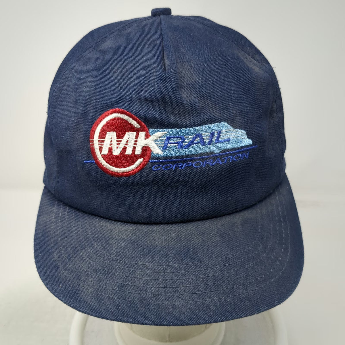 MK Rail Corporation 5 Panel Blue One Size Snapback Railroad Hat Train Logo