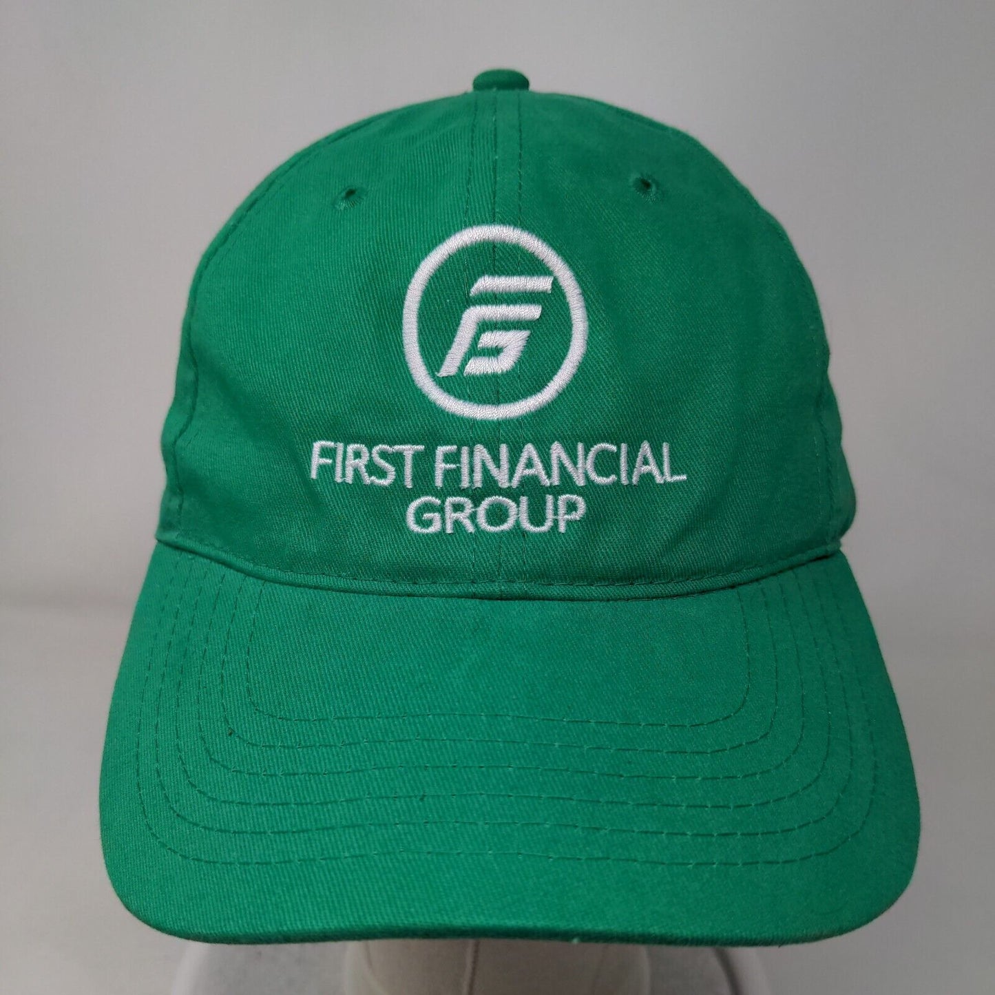 First Financial Group Strapback Hat Green One Size Embroidered Apollo