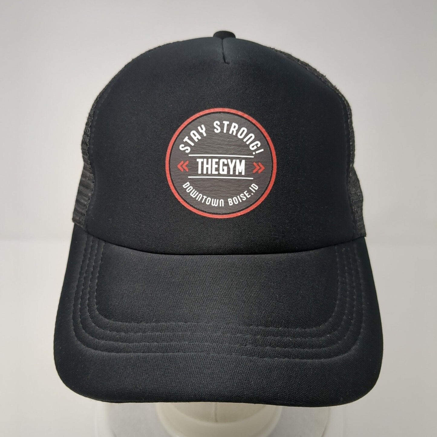 Stay Strong The Gym Downtown Boise ID Snapback Trucker Hat Black OS Mesh Back