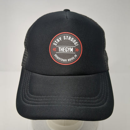 Stay Strong The Gym Downtown Boise ID Snapback Trucker Hat Black OS Mesh Back