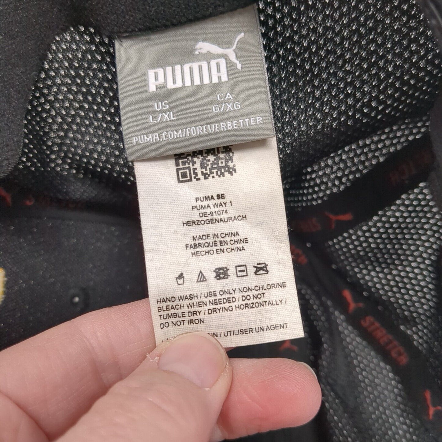 Puma Spell Out Fitted Hat Black L/XL Embroidered Logo Stretch Outdoor