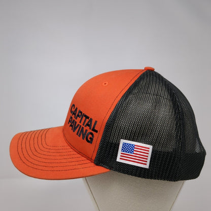 Capital Paving Snapback Trucker Hat Orange OSFA Mesh Back Richardson