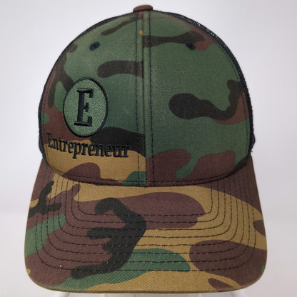 Yupoong Trucker Hat Green Black Camo One Size Mesh Snapback Entrepreneur Logo