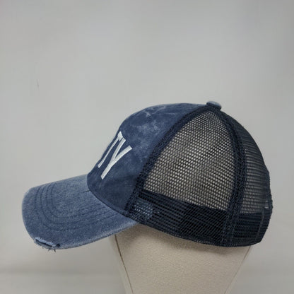 SALTY Snapback Trucker Hat Blue One Size Embroidered Mesh Back Distressed