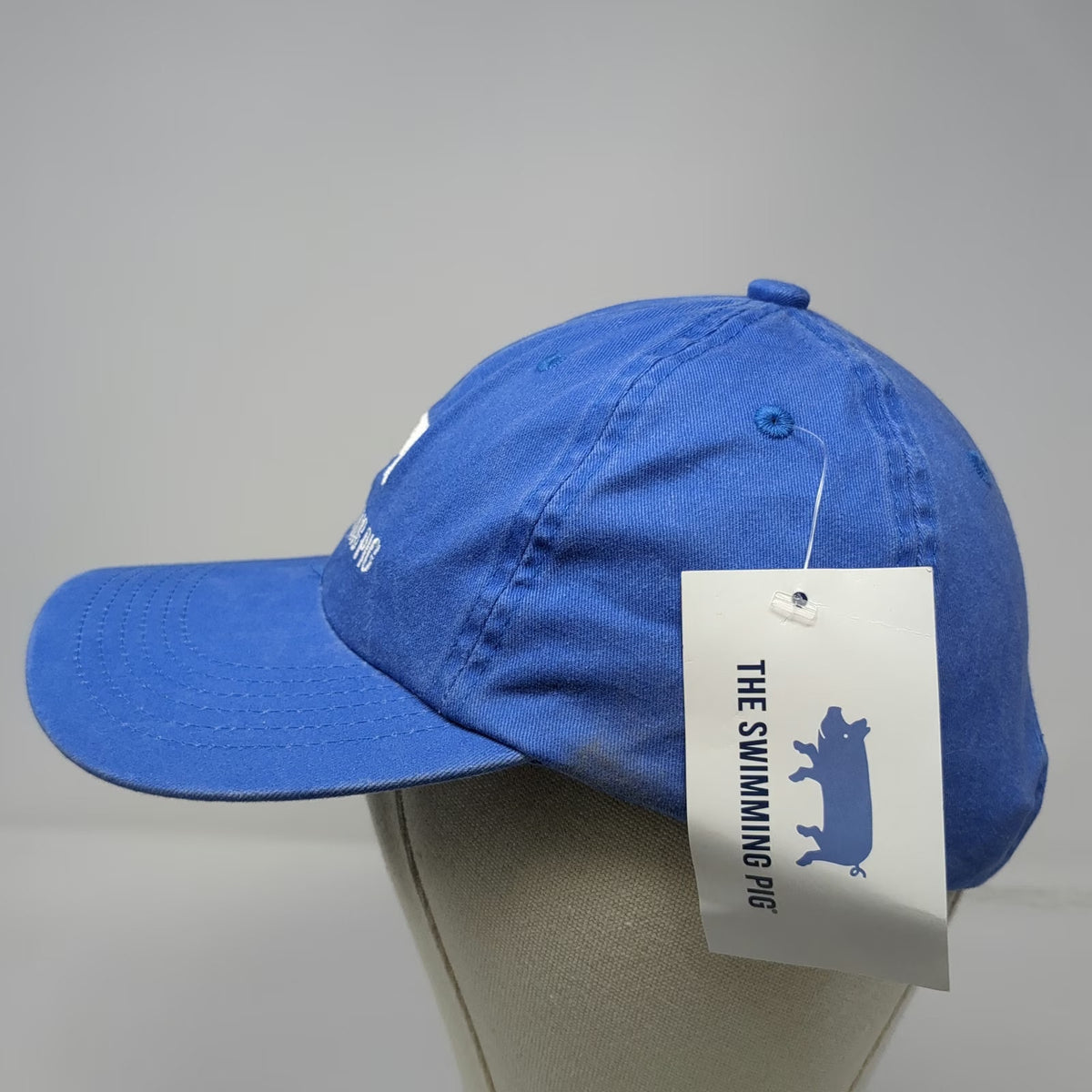 Port Authority Blue Baseball Cap One Size Swimming Pig Embroidered Slideback