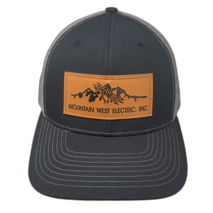 Richardson Trucker Hat Black Gray One Size Leather Patch Mountain West Electric