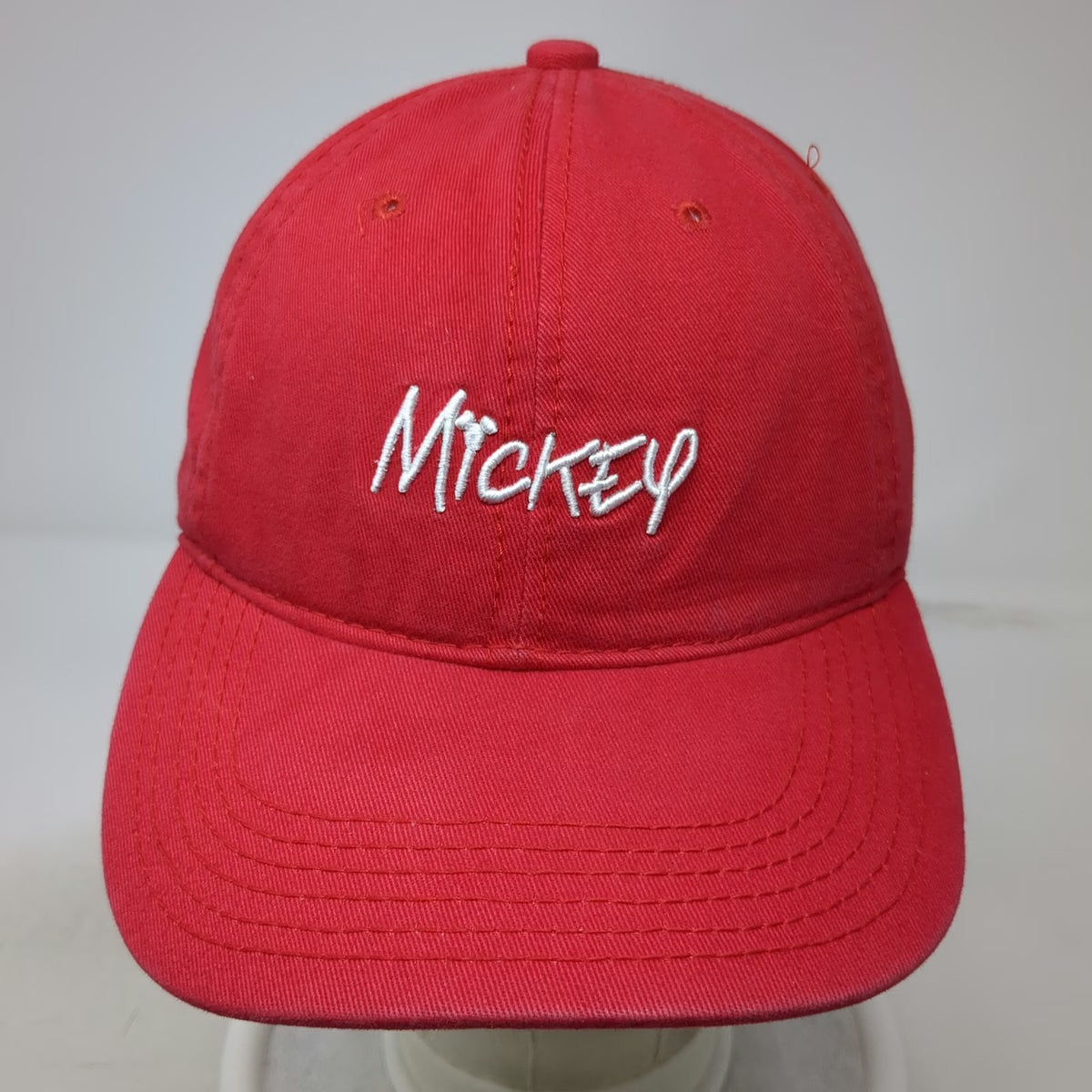 Disney Baseball Cap Red OSFM Mickey Embroidered Adjustable Cotton Slideback Hat