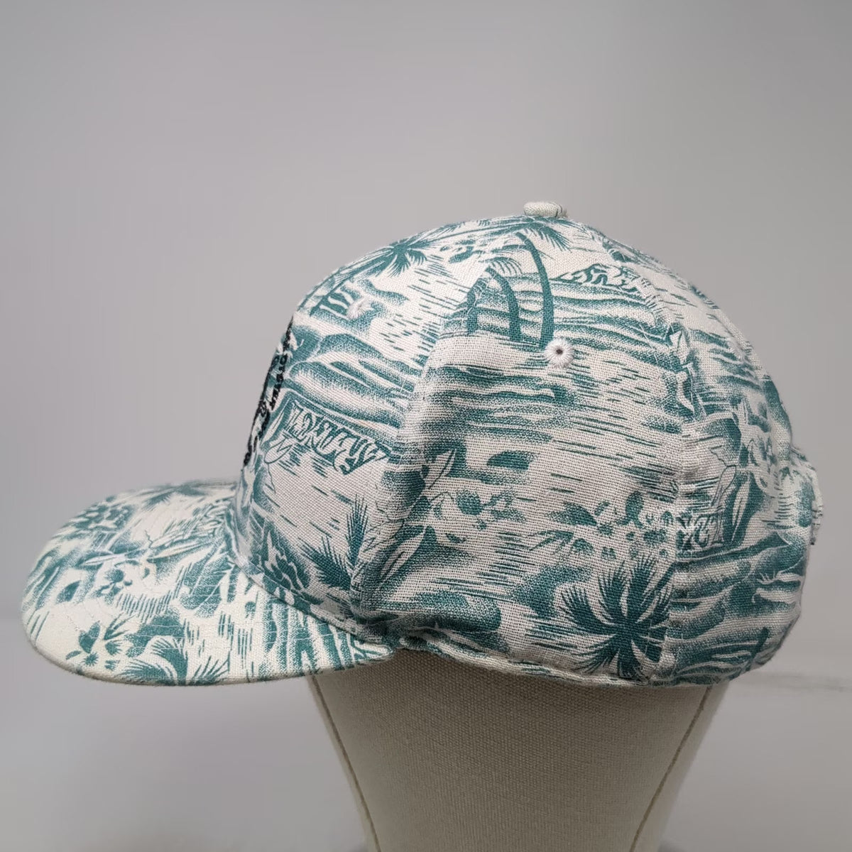 Double Portion Supply 5 Panel White Hat One Size Tropical Palm Tree Oyster Bar
