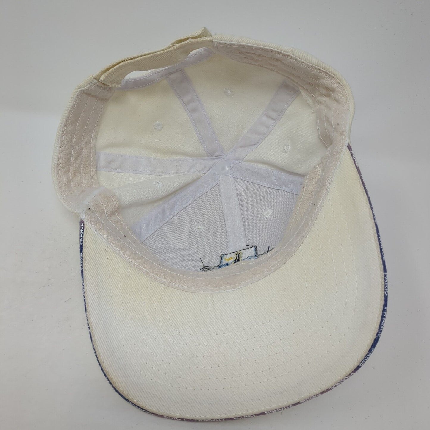Paris France Strapback Baseball Cap Beige One Size Adjustable Embroidered