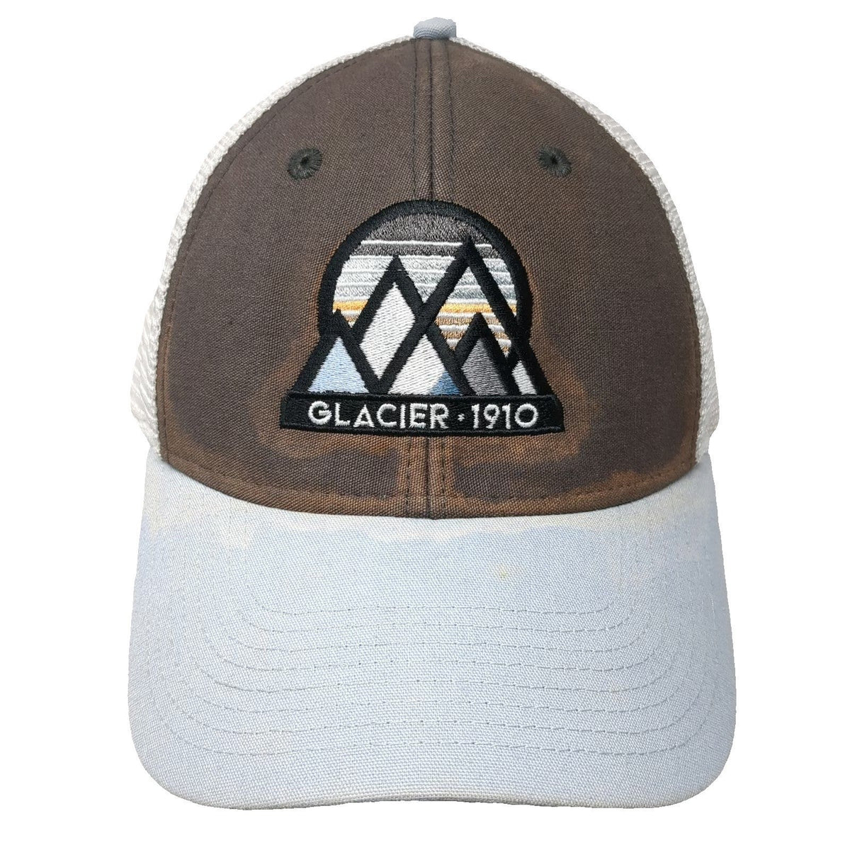 Ouray Trucker Hat Brown Blue One Size Glacier 1910 Mountain Mesh Snapback