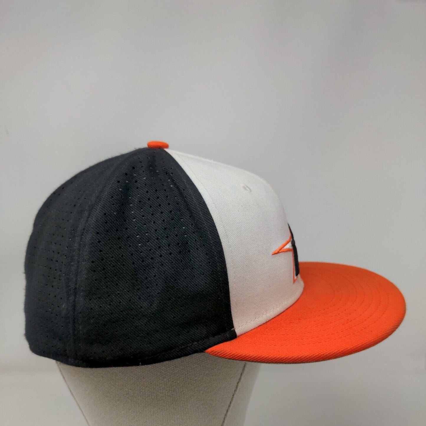 Nike True Dri Fit Fitted Mesh Back Hat Orange White Size L-XL Embroidered A Logo