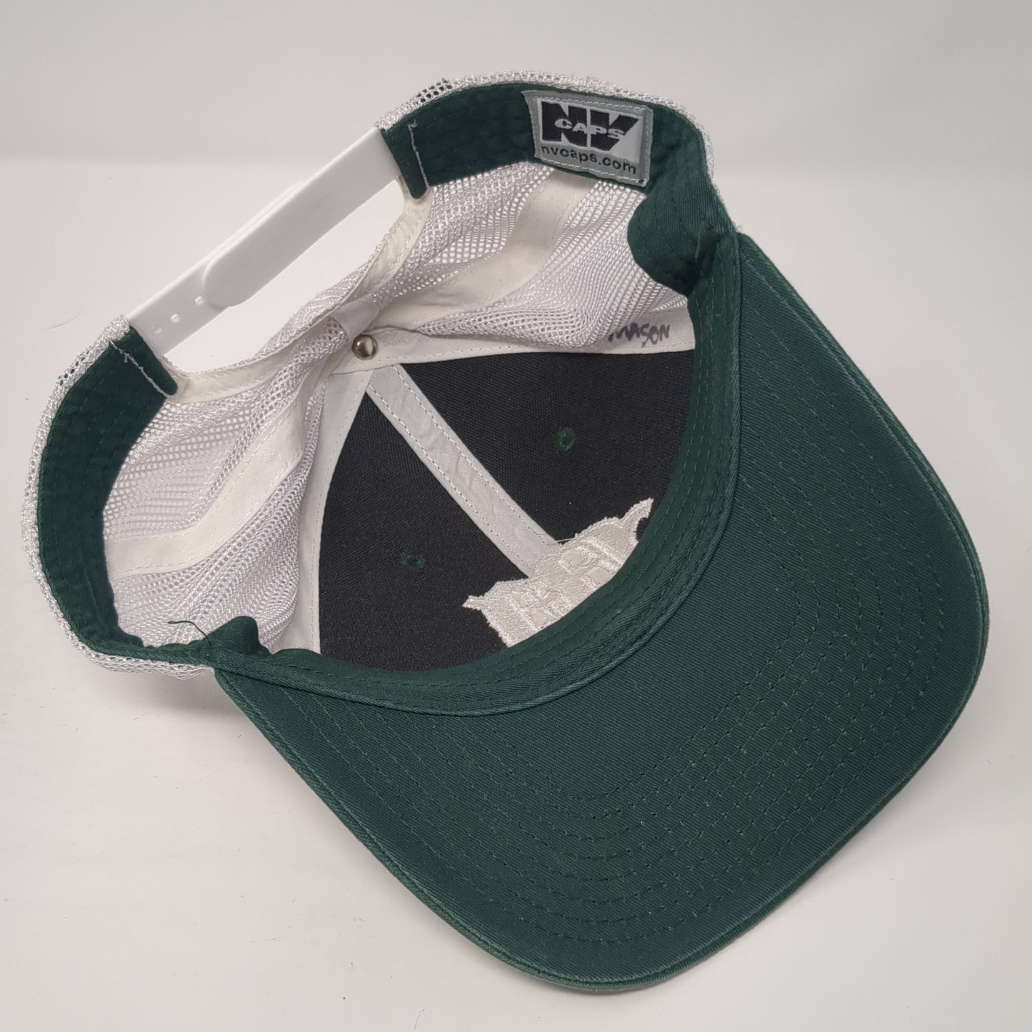 Old English M Snapback Mesh Back Trucker Hat Green One Size Adjustable