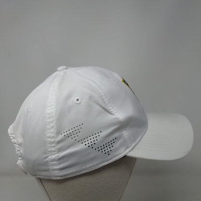 Ahead Strapback Hat White One Size Mid Fit Embroidered Logo Vented Holes